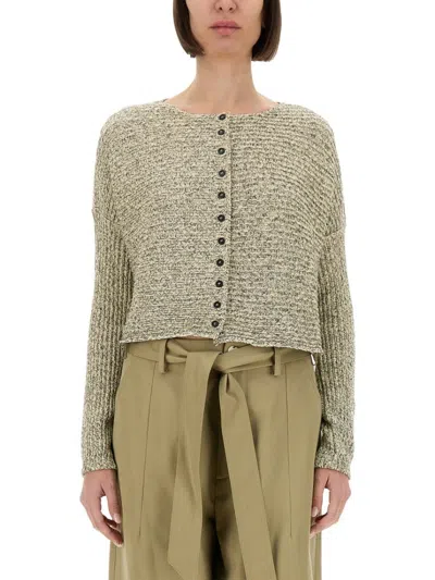 Alysi Textured Knit Cropped Cardigan In Multi