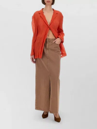 Alysi Textured Sheer Long Sleeve Shirt Jacket In Orange