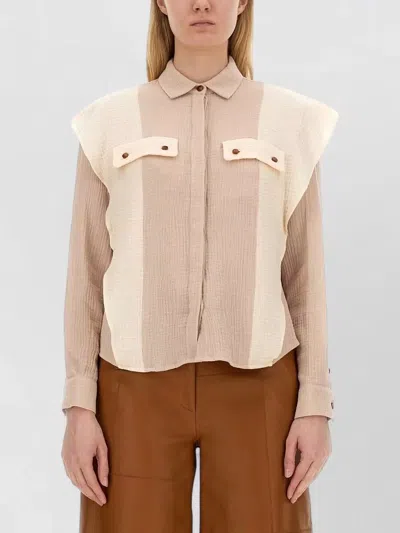 Alysi Textured Shirt Collared Neck Chest Pockets In Multi