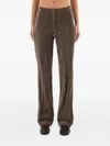 Alysi Velvet "crinkle" Slim Pants In Brown