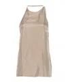Alysi Grey Solid Halter Neck Top In Brown