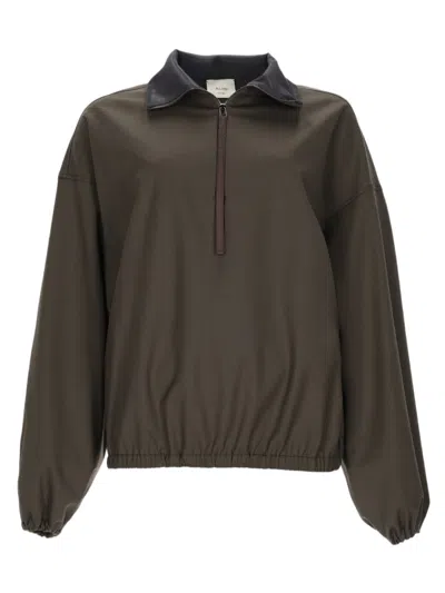 Alysi Three-quarter Zip Jacket With Relaxed Fit And Elasticated Details In Black