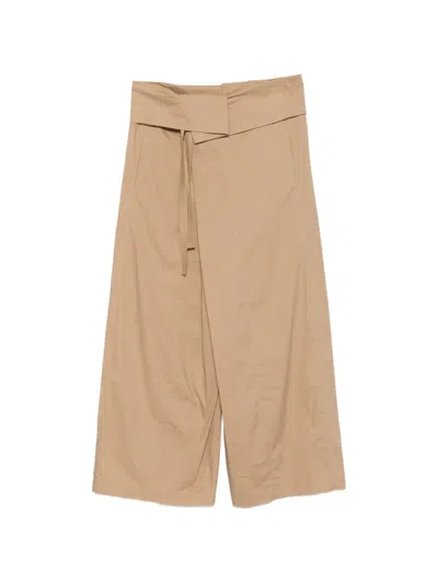 Alysi Tie-waist Wide Trousers In Brown