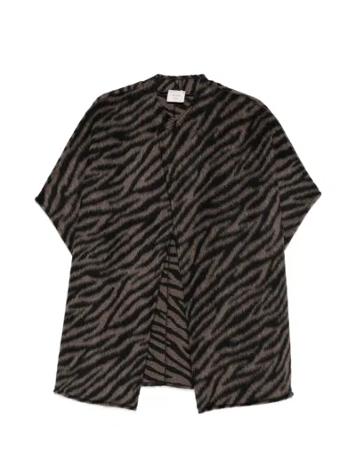 Alysi Tiger-print Short-sleeve Jacket In Brown