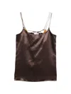 Alysi Brown Solid Scoop Neck Top In Brown