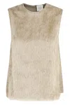 Alysi Top Girocollo S Maniche Fringe In Brown