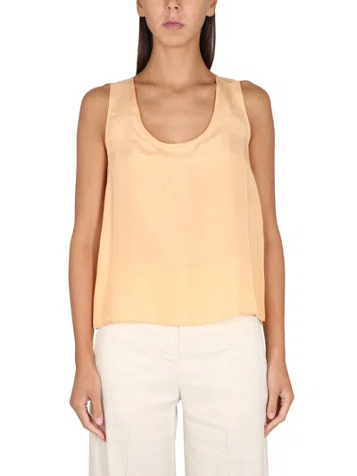 Alysi Legno Silk Tank Top In Orange