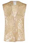 Alysi Top Lace Paillettes Scollo V In Gold