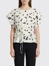 Alysi Light Backdrop Leaf Print Blouse In White
