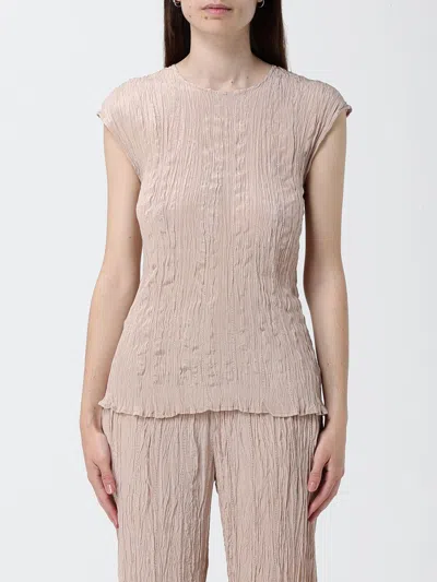 Alysi Wrinkled Crewneck Top In Pink
