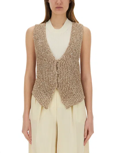 ALYSI ALYSI TRICOT VEST WITH SEQUINS