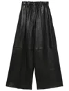 Alysi Leather Wide-leg Trousers In Black