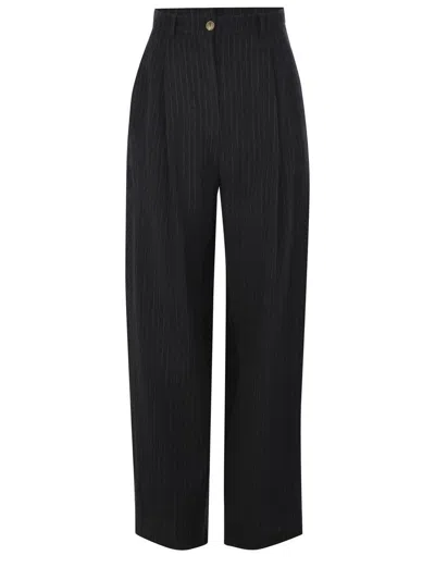 Alysi High-rise Wide-leg Trousers In Black