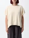 Alysi Beige Crew Neck Short Sleeves T-shirt In White