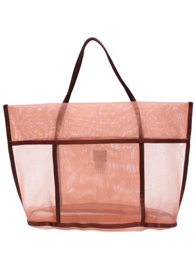Alysi Tulle Tote Bag In Brown