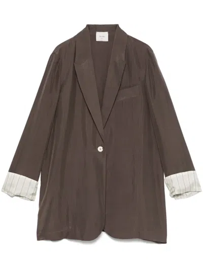 Alysi Turn-up Cuffs Blazer In Brown