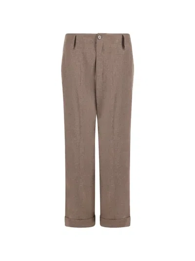 Alysi Turn-up Cuff Trousers In Brown