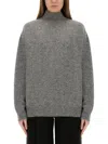 Alysi Relaxed Fit Grey Turtleneck Shirt In Multi