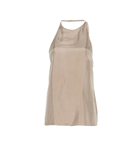 Alysi Twill Silk Top In Neutral