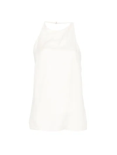 Alysi Twill Silk Top In White