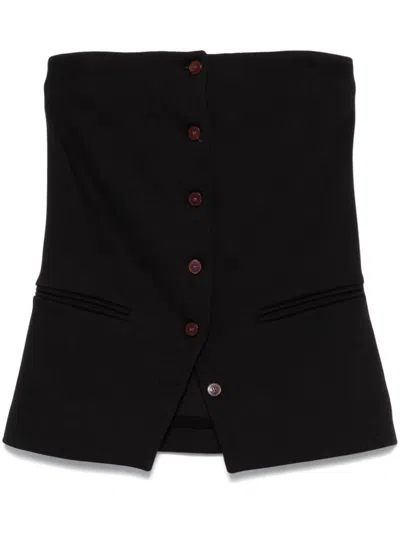 Alysi Twill Vest In Black