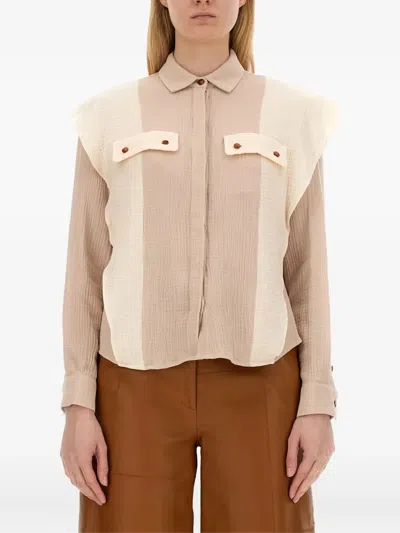 ALYSI TWO-TONE COTTON SHIRT
