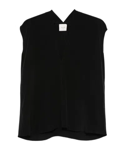 Alysi V-neck Blouse In Black