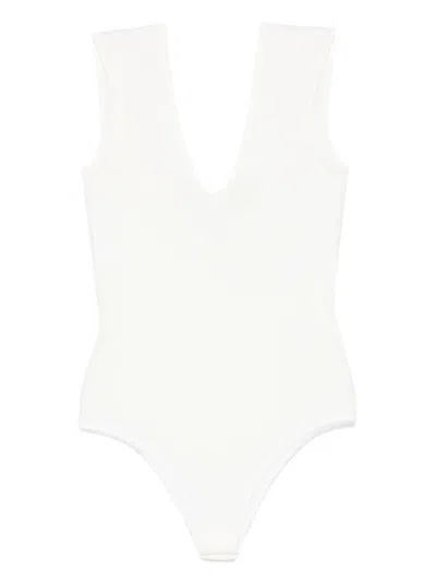 Alysi V-neck Bodysuit In White