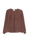 Alysi V-neck Button Jacket In Brown