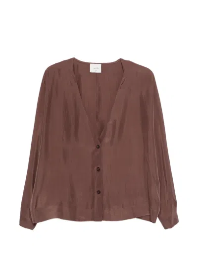 Alysi V-neck Button Jacket In Brown