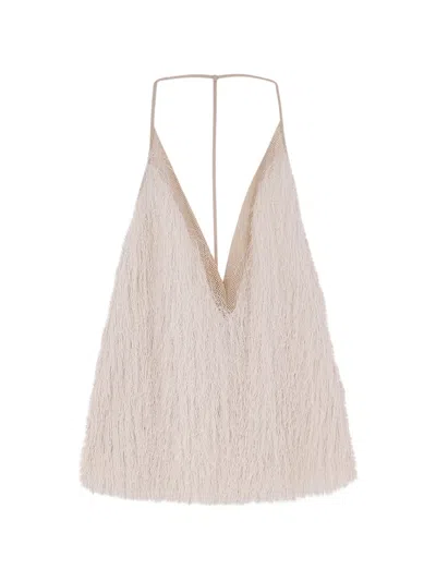 Alysi Fringed Halterneck Top In Multi