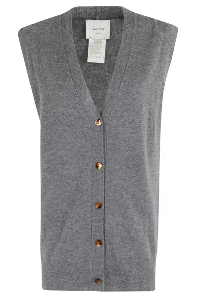 ALYSI V-NECK KNIT VEST WITH CENTRAL BUTTON CLOSURE