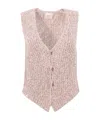 Alysi V-neck Knitted Vest In Nude