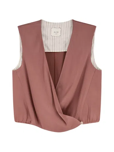 Alysi Criss Over V-neck Top In Pink