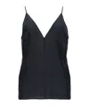 Alysi Neutrals V-neck Silk Camisole Tank Top In Black