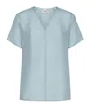 Alysi V-neck Silk T-shirt In Blue