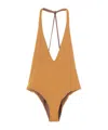 Alysi V-neck Sleeveless Swimsuit In Brown