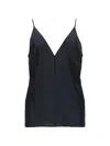 Alysi Neutrals V-neck Silk Camisole Tank Top In Black