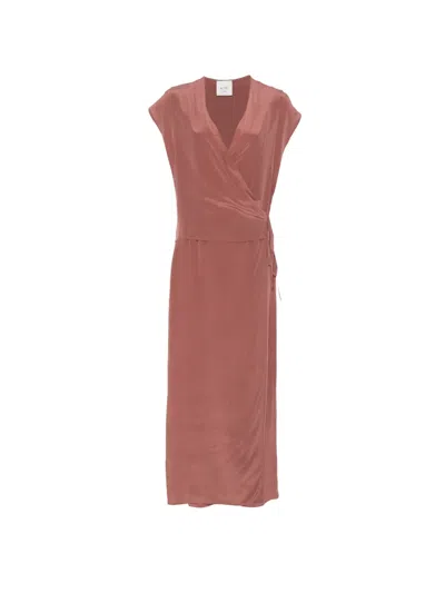 Alysi V-neck Wrap Maxi Dress In Pink