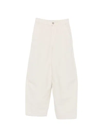 Alysi Wide-leg Cotton Casual Trousers In Neutral
