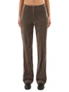 Alysi Velvet "crinkle" Slim Pants In Brown