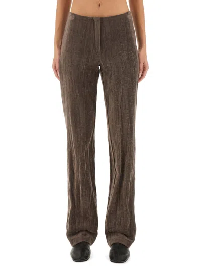 ALYSI ALYSI VELVET CRINKLE SLIM PANTS