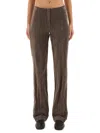 Alysi Velvet "crinkle" Slim Pants In Brown
