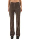 Alysi Velvet "crinkle" Slim Pants In Brown