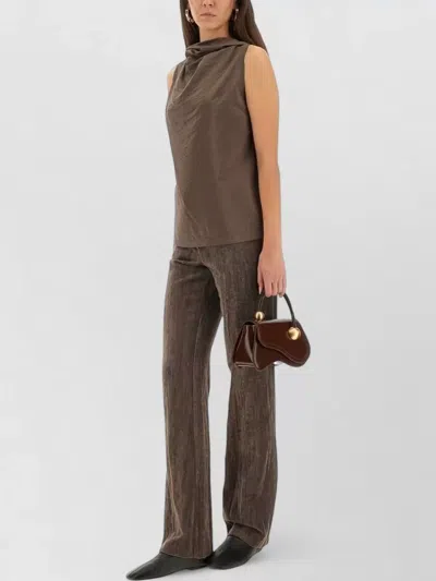 Alysi Velvet Crinkle Slim Pants Wide Leg In Gray