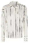 Alysi Vertical Stripe Shirt With Classic Collar In White