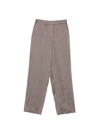 Alysi Vertical-stripe Elasticated-waist Trousers In Gray