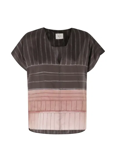 Alysi Vertical-stripe Silk Blouse In Multi