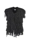 Alysi Fringed Detail Sleeveless Gilet In Grigio Antracite