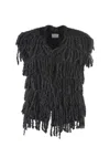 Alysi Fringed Detail Sleeveless Gilet In Grigio Antracite